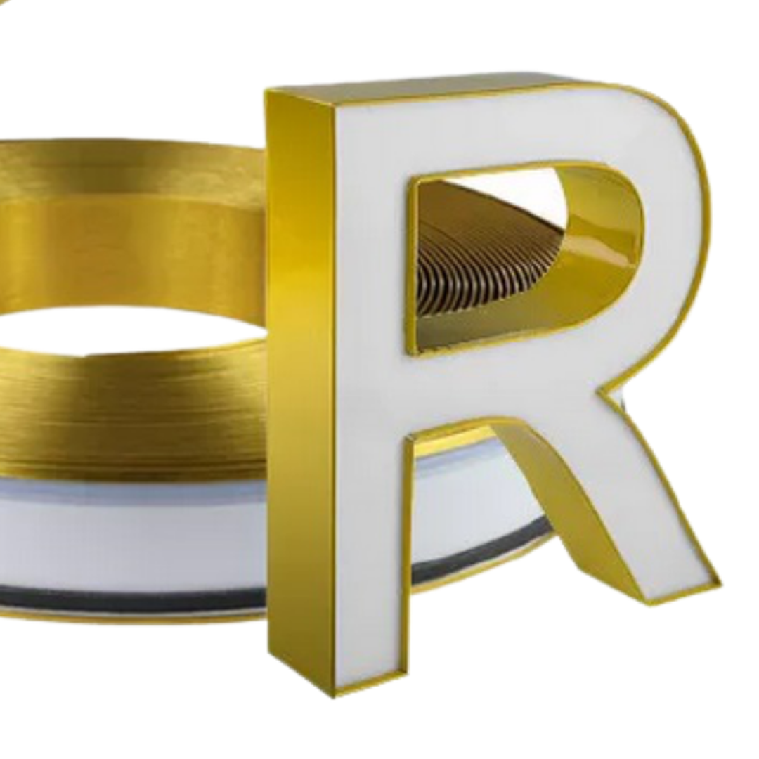 Canto de Aluminio para Letras 3D TACH-PANEL - Oro Cromo (8.8cm x 42mts)