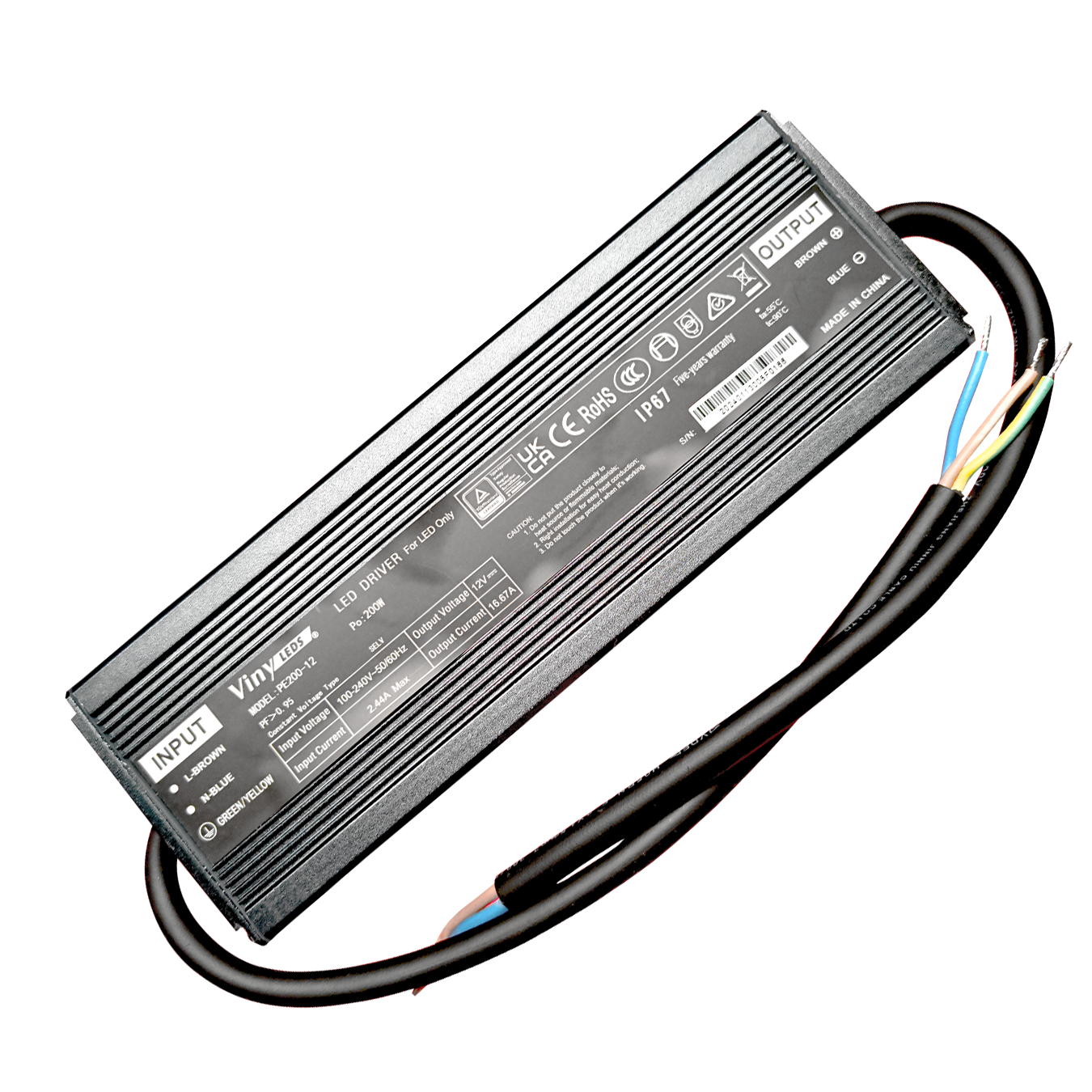 Fuente de Poder VinyLeds - 200W, 100-240V, 12V